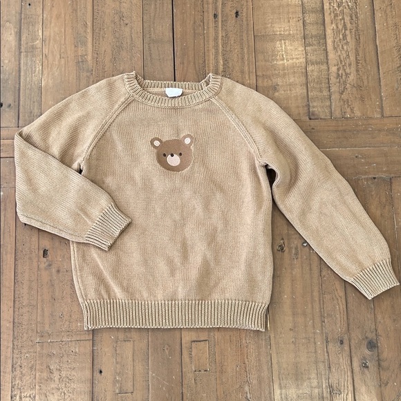 Jamie Kay Other - Jamie Kay tan teddy bear appliqué knit sweater kids size 4 unisex